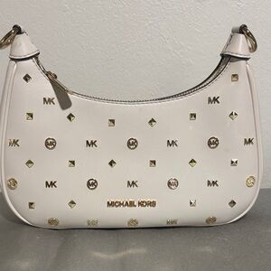 Michael Kors Cream and Gold Studded Crossbody Bag